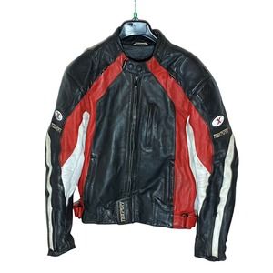 motorcycle jacket black and red size medium TEXPORT LEATHER